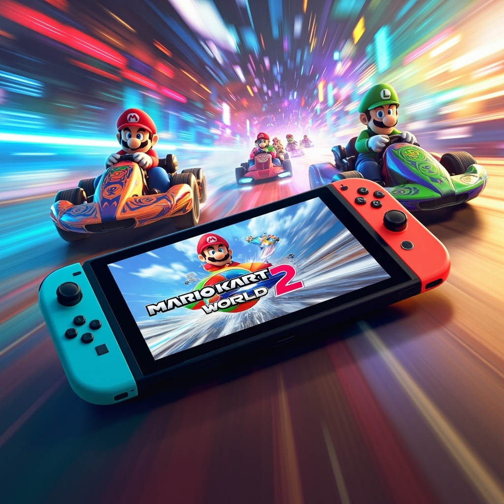 ภาพสนามแข่ง Mario Kart World ในภูมิประเทศต่างๆ