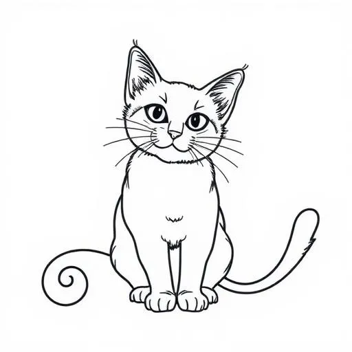 Minimalist Line Art Illustration of a Playful Cat