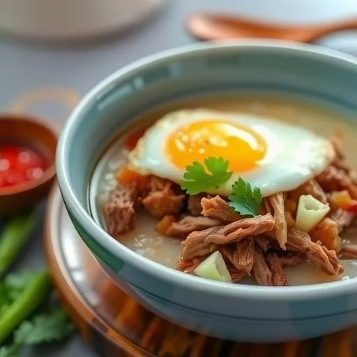 Traditional Thai Jok Moo (Rice Porridge with Pork)