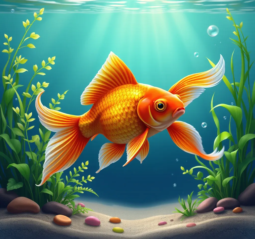 Vibrant Goldfish in Serene Underwater Habitat