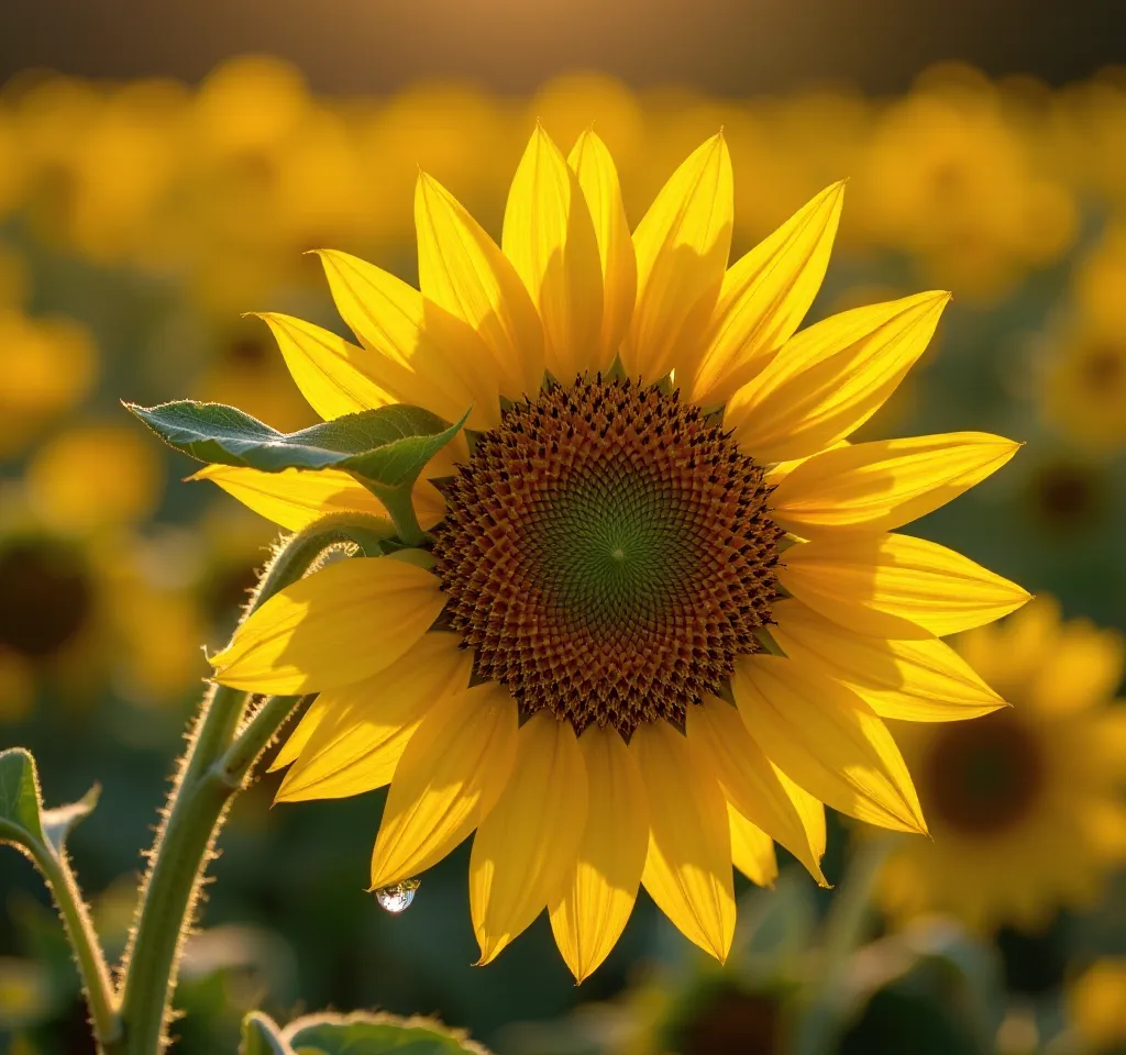 Sunflower in Bloom During Golden Hour