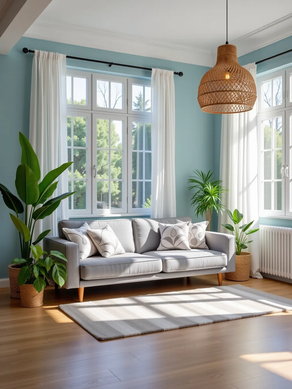 Minimalist Living Space with Cozy Gray Sofa