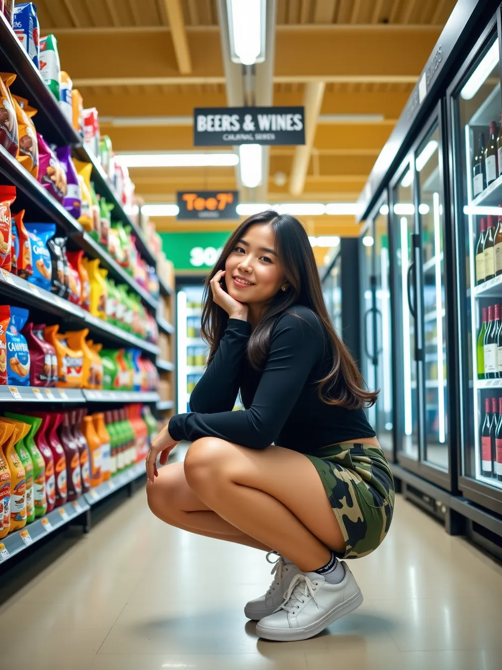 Candid Moment in a Grocery Store