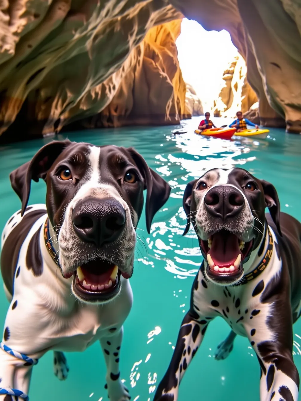 Playful Great Danes Underwater Adventure