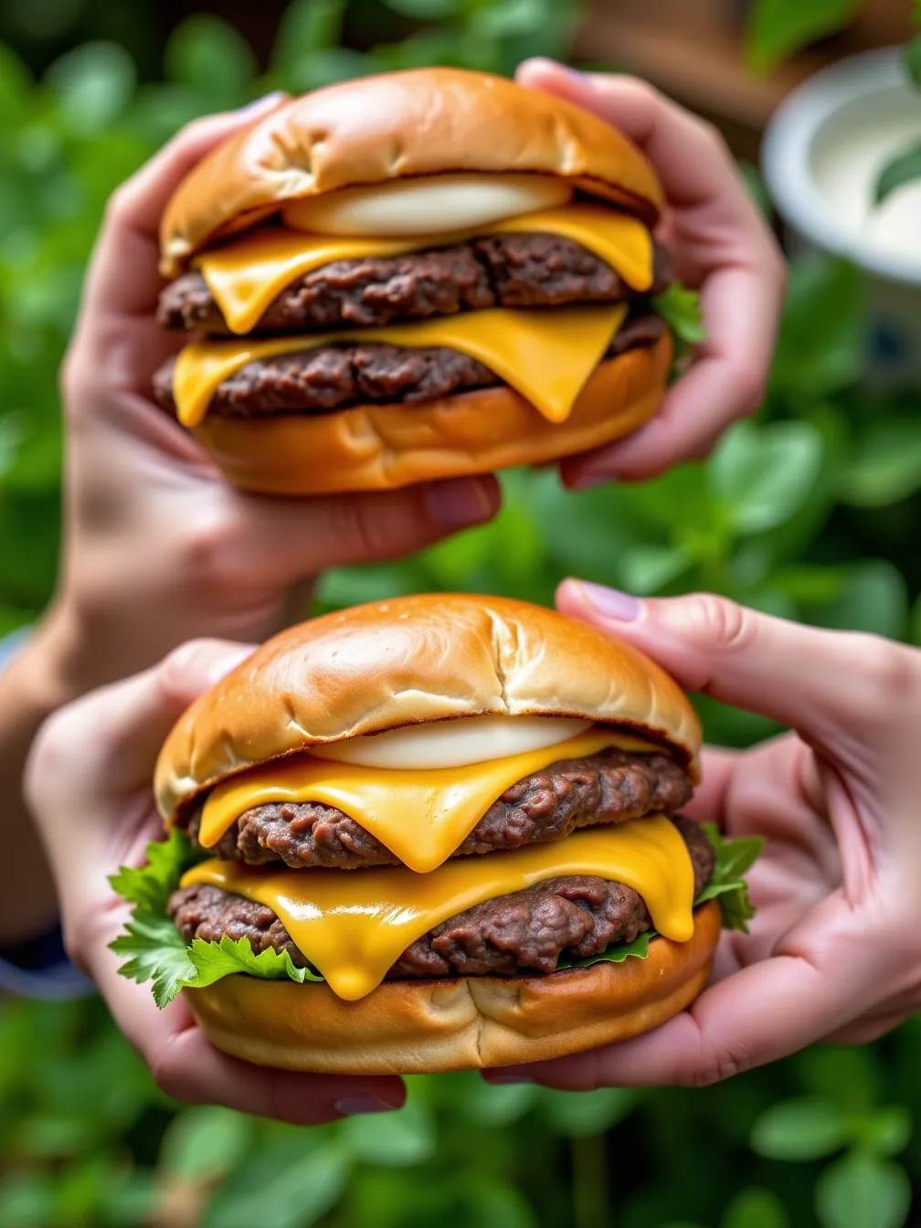 Delicious Cheeseburgers in Nature