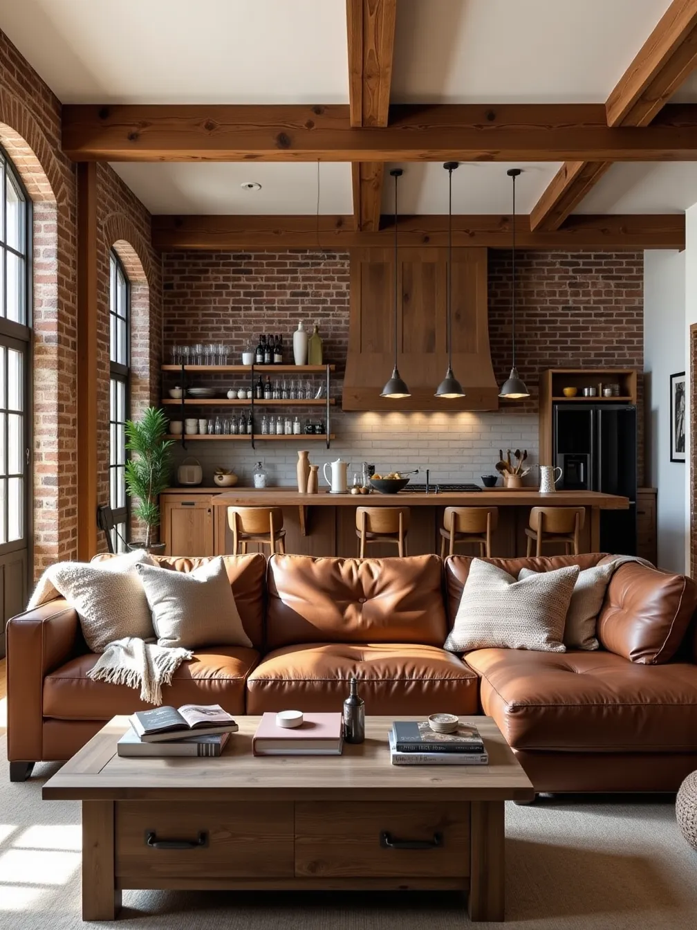 Cozy Modern Industrial Living Room Design