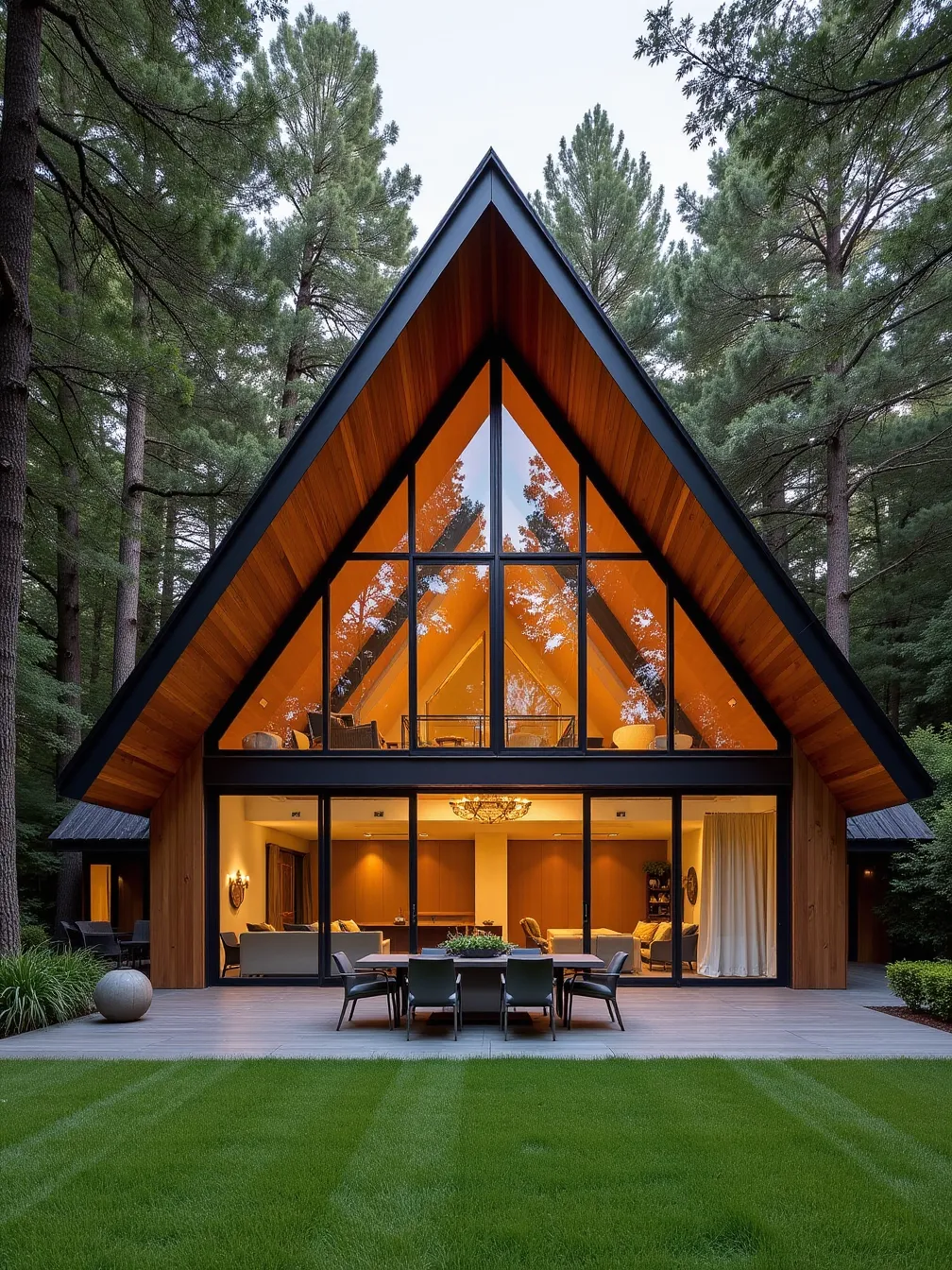 Contemporary A-Frame House Among Tall Trees