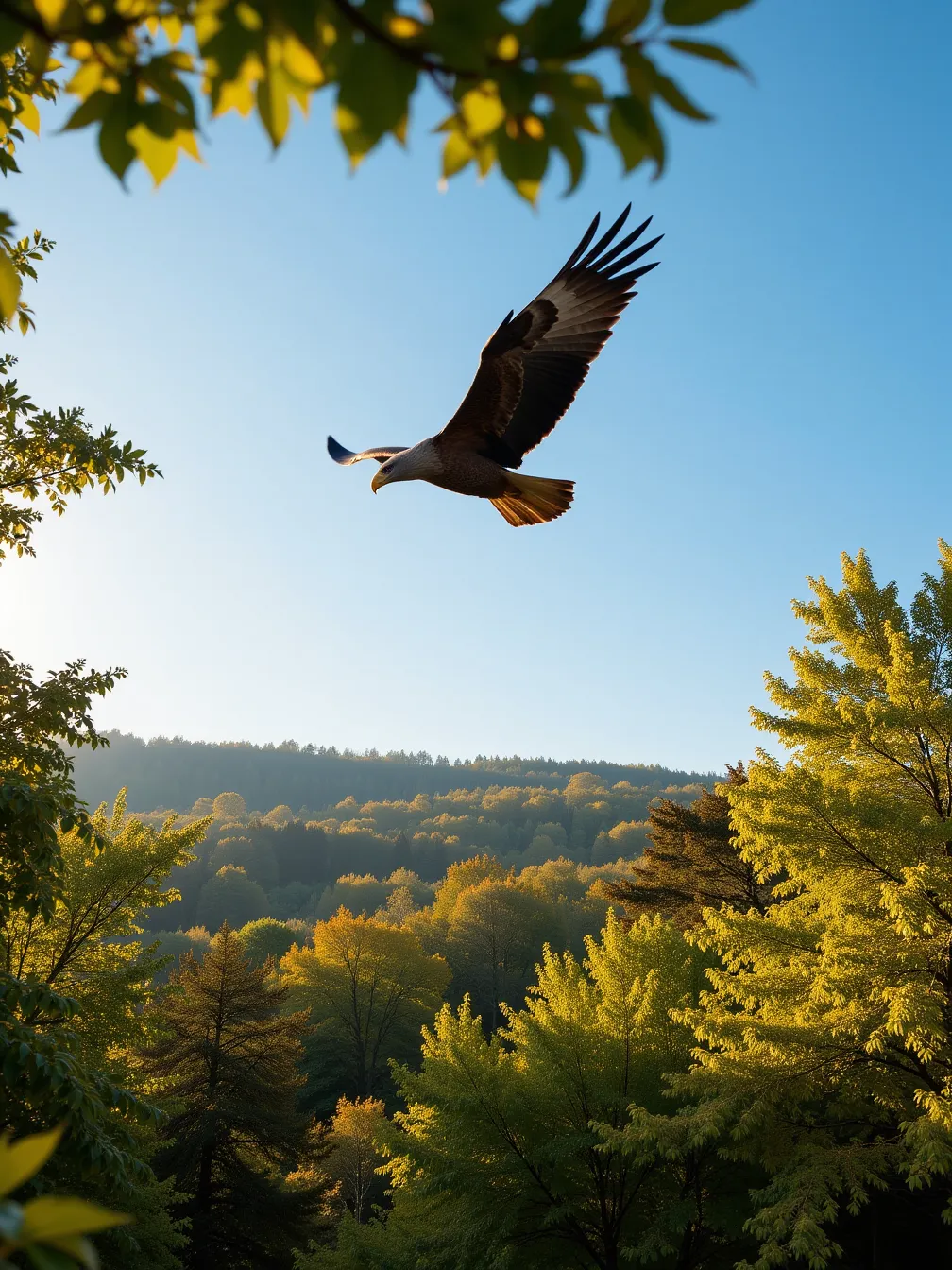 Majestic Eagle Soaring Through Morning Sky