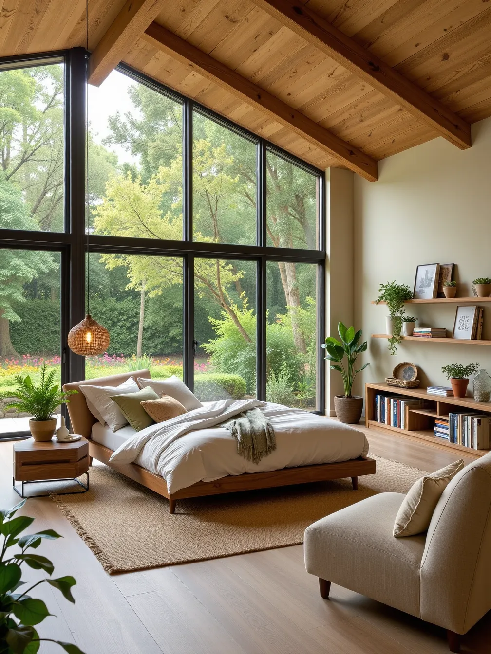 Modern Tranquil Bedroom Design with Nature Integration