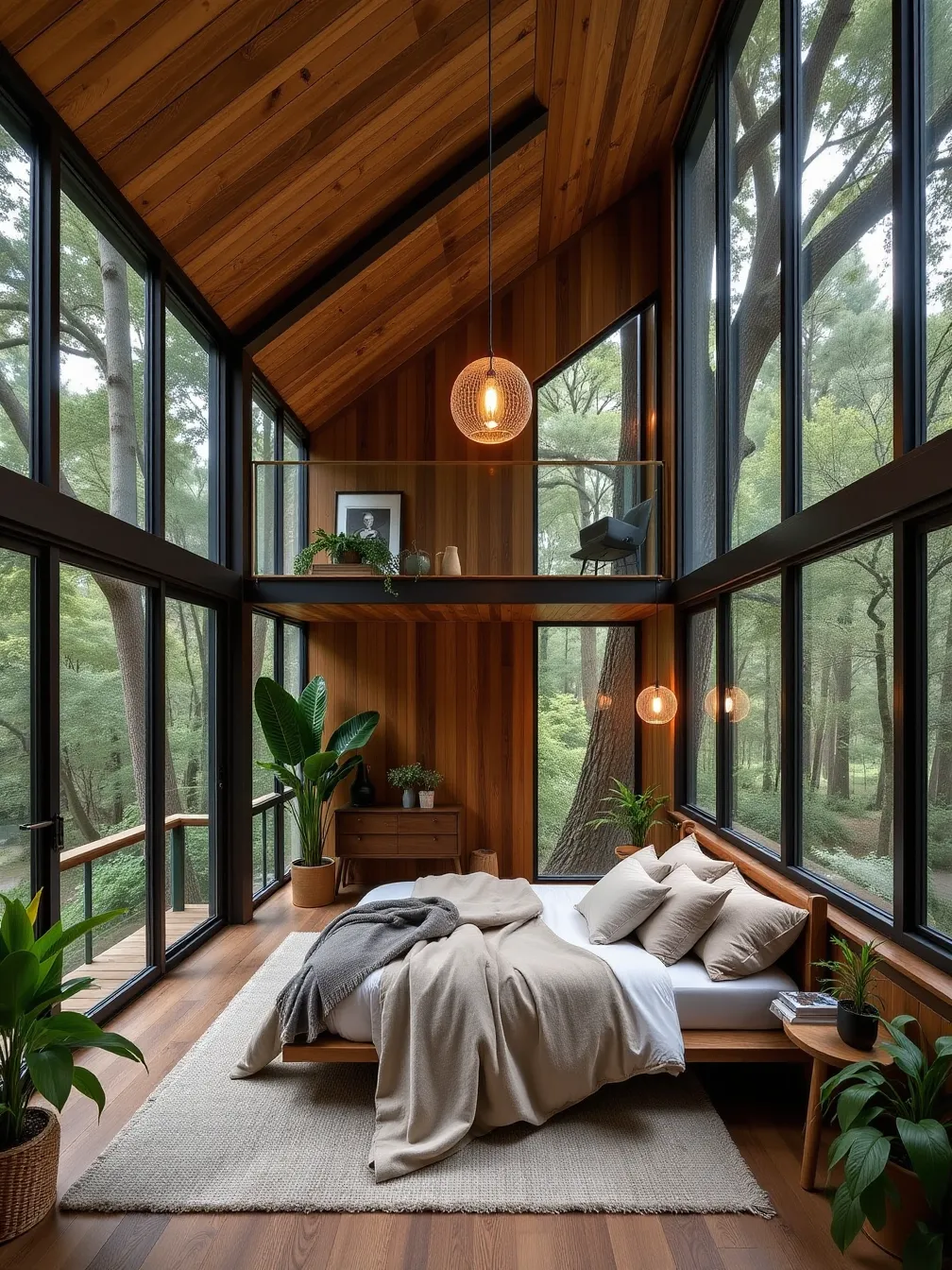 Modern Treehouse Bedroom with Nature Integration