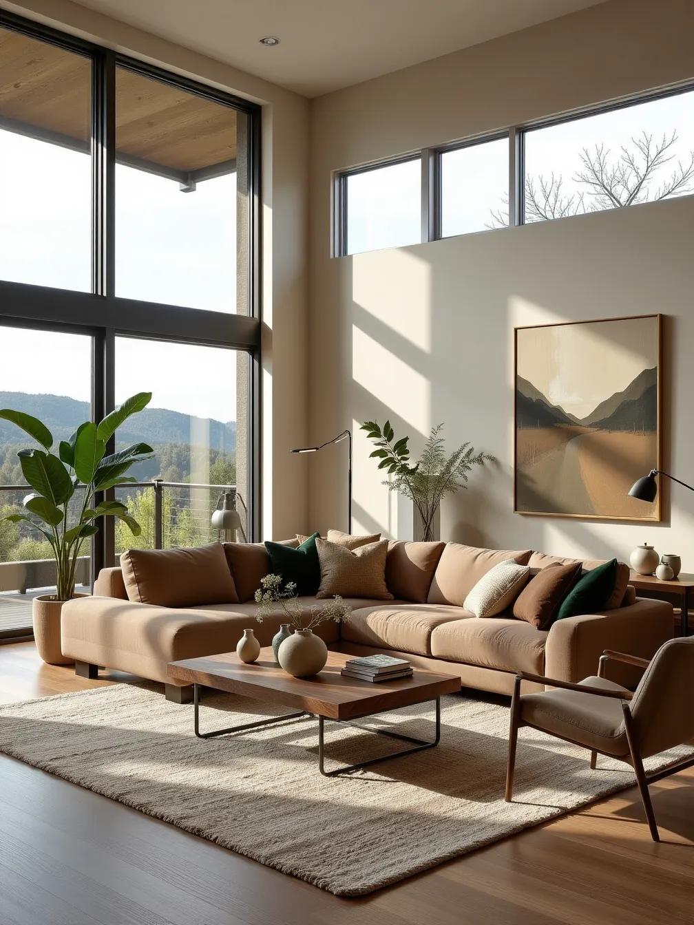 Modern Living Room with Nature Elements